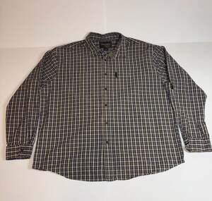 Abercrombie & Fitch Vintage Men XL Plaid Button Down Shirt Long Sleeve Navy Gold